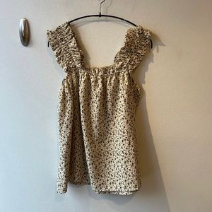 Women’s Brown & Cream Floral Blouse Tank Size Medium